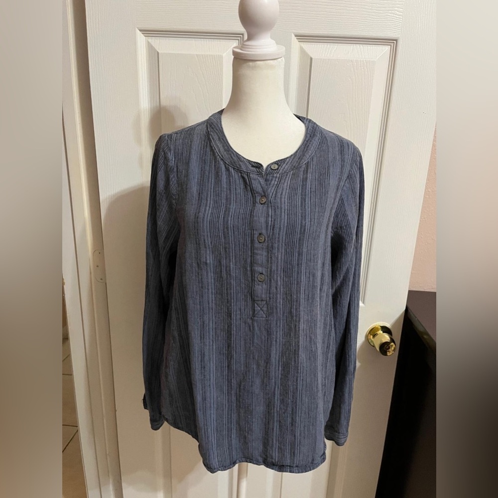 (27) B.L.E.U. Striped Blue Blouse